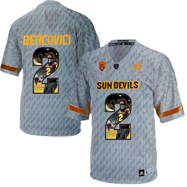 Arizona State Sun Devils #2 Mike Bercovici Gray Team Logo Print College Football Jersey12