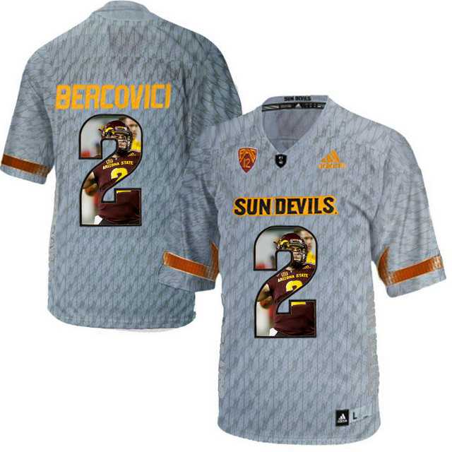 Arizona State Sun Devils #2 Mike Bercovici Gray Team Logo Print College Football Jersey13