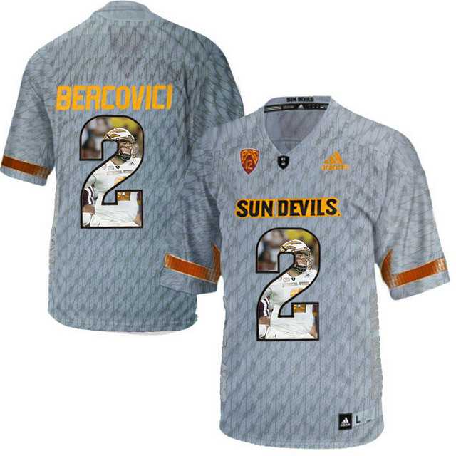 Arizona State Sun Devils #2 Mike Bercovici Gray Team Logo Print College Football Jersey7