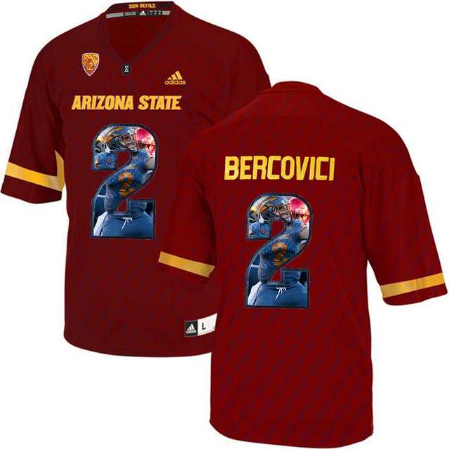 Arizona State Sun Devils #2 Mike Bercovici Red Team Logo Print College Football Jersey10