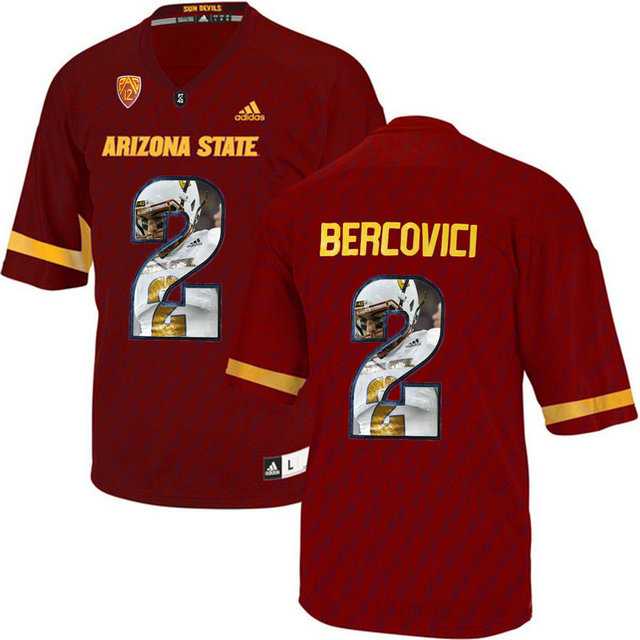 Arizona State Sun Devils #2 Mike Bercovici Red Team Logo Print College Football Jersey4