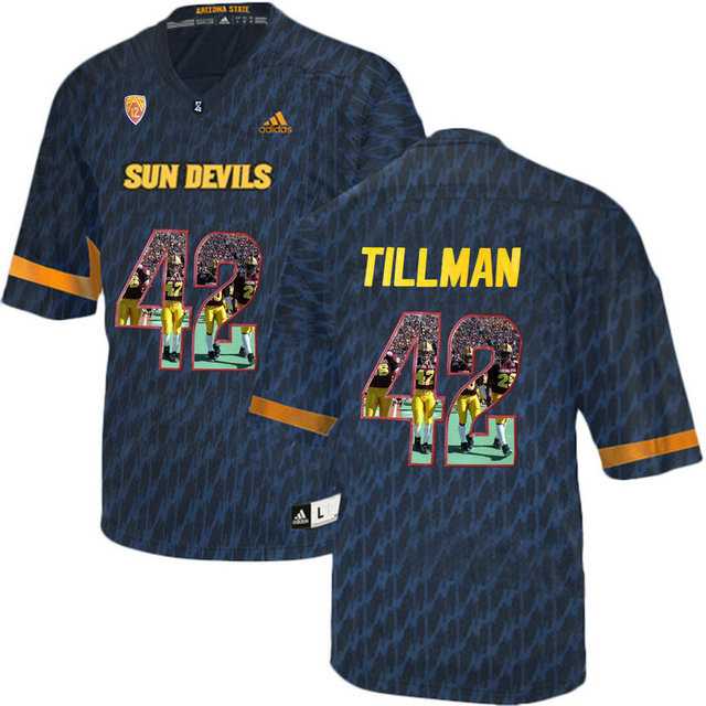 Arizona State Sun Devils #42 Pat Tillman Black Team Logo Print College Football Jersey