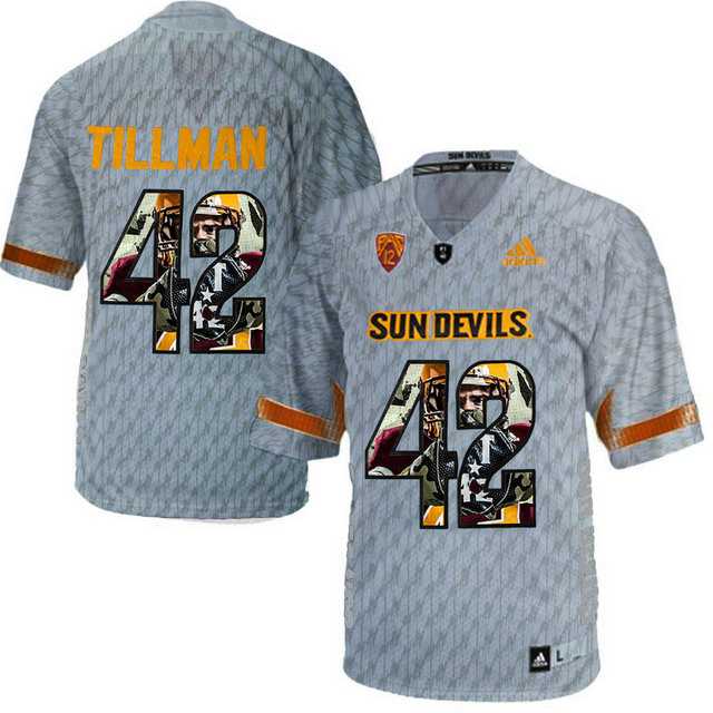 Arizona State Sun Devils #42 Pat Tillman Gray Team Logo Print College Football Jersey