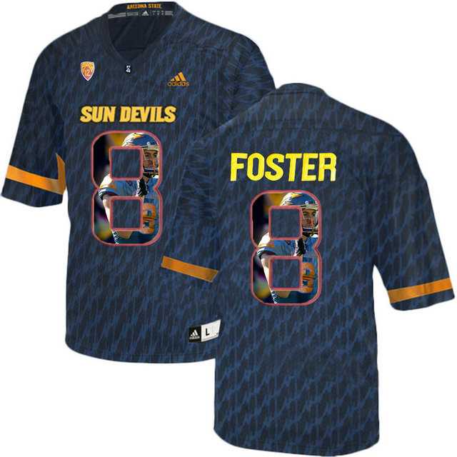 Arizona State Sun Devils #8 D.J. Foster Black Team Logo Print College Football Jersey