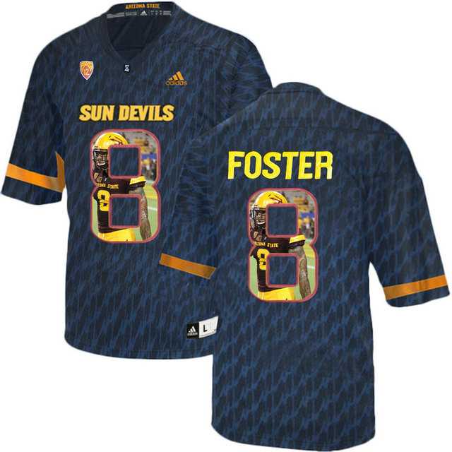 Arizona State Sun Devils #8 D.J. Foster Black Team Logo Print College Football Jersey2