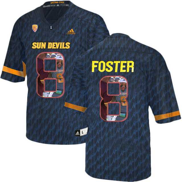 Arizona State Sun Devils #8 D.J. Foster Black Team Logo Print College Football Jersey8