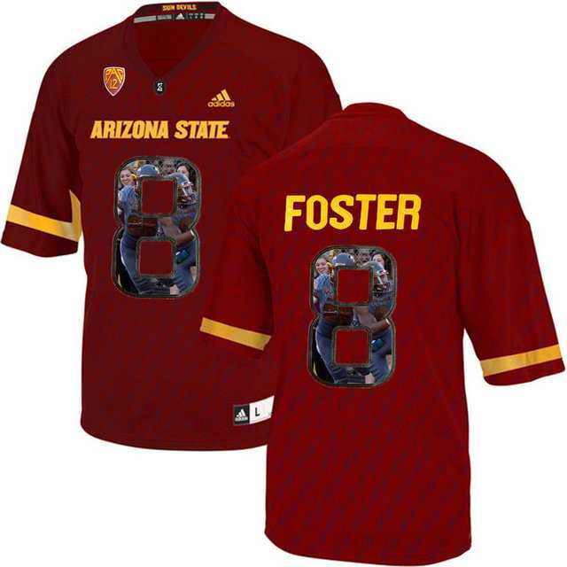 Arizona State Sun Devils #8 D.J. Foster Red Team Logo Print College Football Jersey5