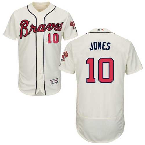 Atlanta Braves #10 Chipper Jones Cream Flexbase Authentic Collection Stitched MLB Jersey