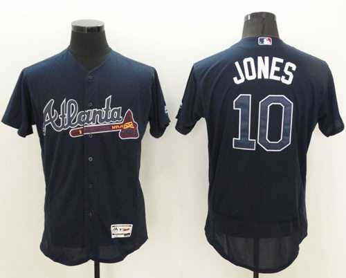 Atlanta Braves #10 Chipper Jones Navy Blue Flexbase Authentic Collection Stitched MLB Jersey