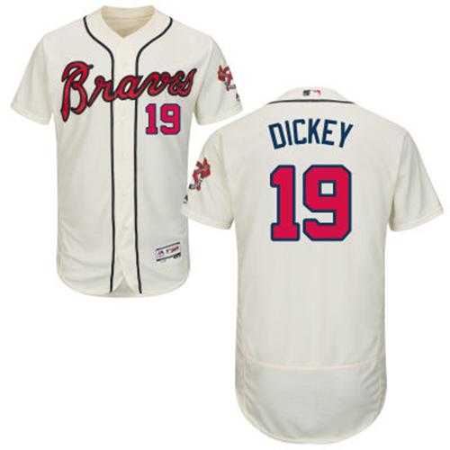 Atlanta Braves #19 R.A. Dickey Cream Flexbase Authentic Collection Stitched MLB Jersey