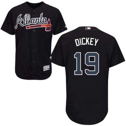 Atlanta Braves #19 R.A. Dickey Navy Blue Flexbase Authentic Collection Stitched MLB Jersey