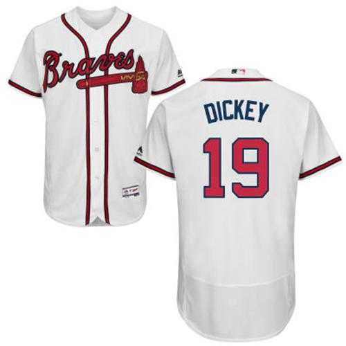 Atlanta Braves #19 R.A. Dickey White Flexbase Authentic Collection Stitched MLB Jersey