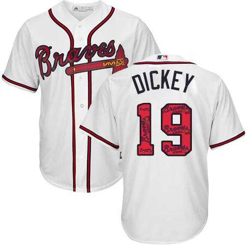 Atlanta Braves #19 R.A. Dickey White Team Logo Fashion Stitched MLB Jersey