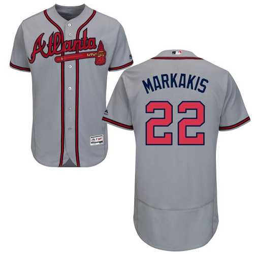 Atlanta Braves #22 Nick Markakis Grey Flexbase Authentic Collection Stitched MLB Jersey