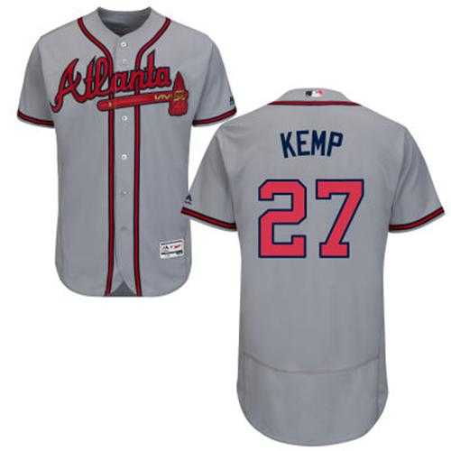 Atlanta Braves #27 Matt Kemp Grey Flexbase Authentic Collection Stitched MLB Jersey