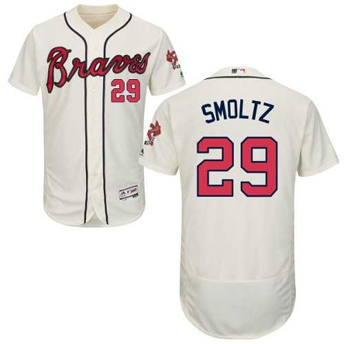 Atlanta Braves #29 John Smoltz Cream Flexbase Authentic Collection Stitched MLB Jersey