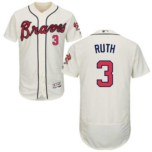 Atlanta Braves #3 Babe Ruth Cream Flexbase Authentic Collection Stitched MLB Jersey