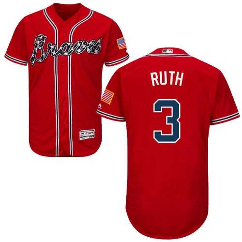 Atlanta Braves #3 Babe Ruth Red Flexbase Authentic Collection Stitched MLB Jersey