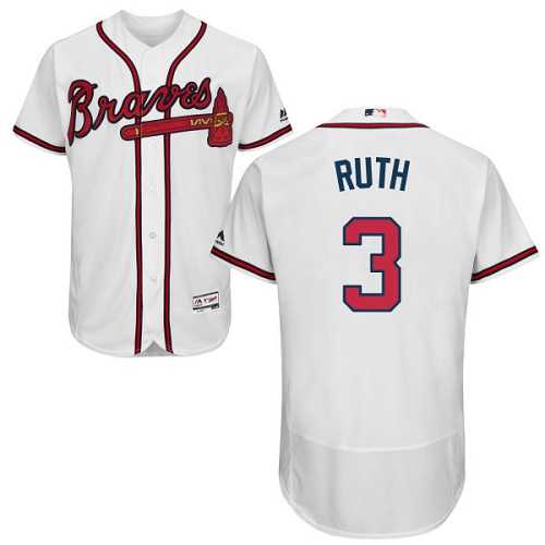 Atlanta Braves #3 Babe Ruth White Flexbase Authentic Collection Stitched MLB Jersey
