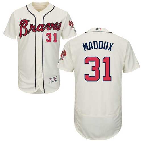 Atlanta Braves #31 Greg Maddux Cream Flexbase Authentic Collection Stitched MLB Jersey
