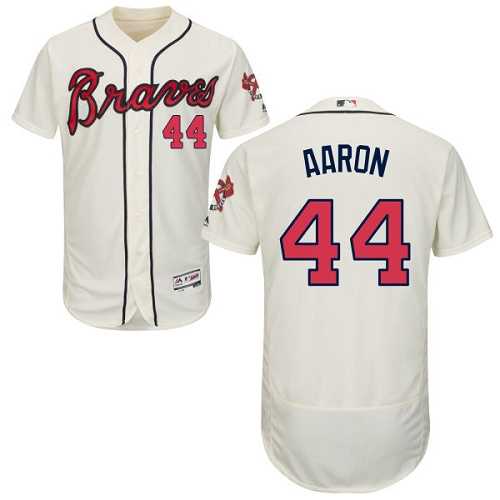 Atlanta Braves #44 Hank Aaron Cream Flexbase Authentic Collection Stitched MLB Jersey