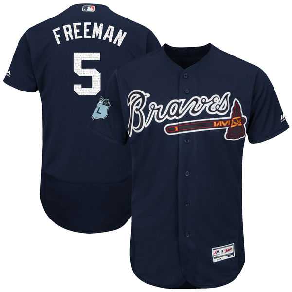 Atlanta Braves #5 Freddie Freeman Navy 2017 Spring Training Flexbase Authentic Collection Stitched Baseball Jersey