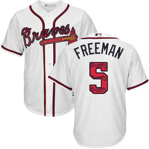 Atlanta Braves #5 Freddie Freeman White Team Logo Fashion Stitched MLB Jersey
