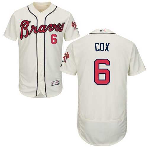 Atlanta Braves #6 Bobby Cox Cream Flexbase Authentic Collection Stitched MLB Jersey