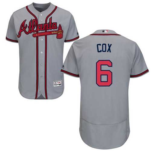Atlanta Braves #6 Bobby Cox Grey Flexbase Authentic Collection Stitched MLB Jersey