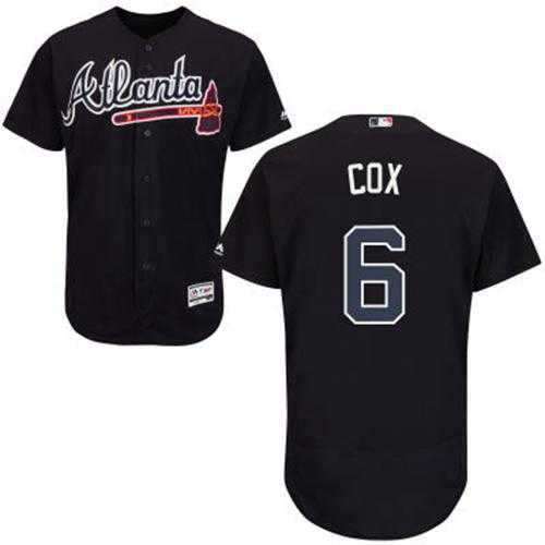 Atlanta Braves #6 Bobby Cox Navy Blue Flexbase Authentic Collection Stitched MLB Jersey