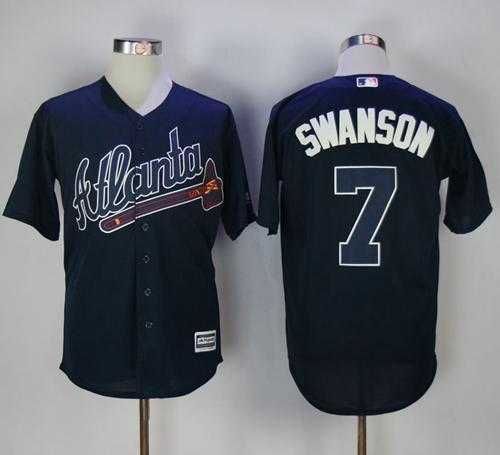 Atlanta Braves #7 Dansby Swanson Navy Blue New Cool Base Stitched Baseball Jersey