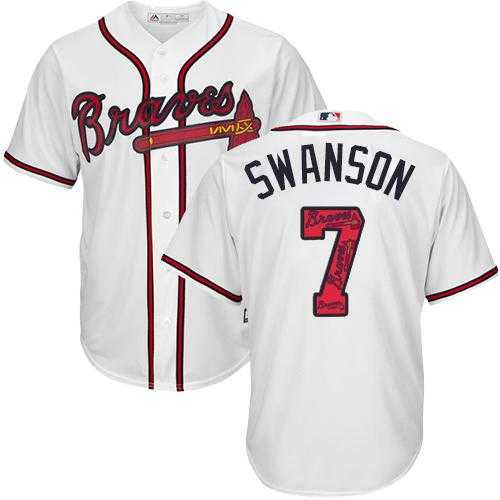 Atlanta Braves #7 Dansby Swanson White Team Logo Fashion Stitched MLB Jersey