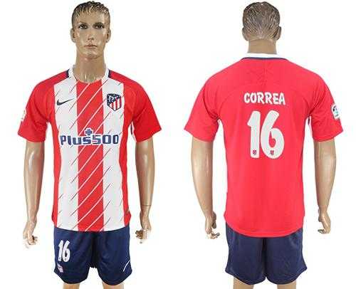 Atletico Madrid #16 Correa Home Soccer Club Jersey