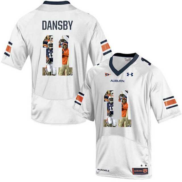 Auburn Tigers #11 Carlos Dansby White With Portrait Print College Football Jersey