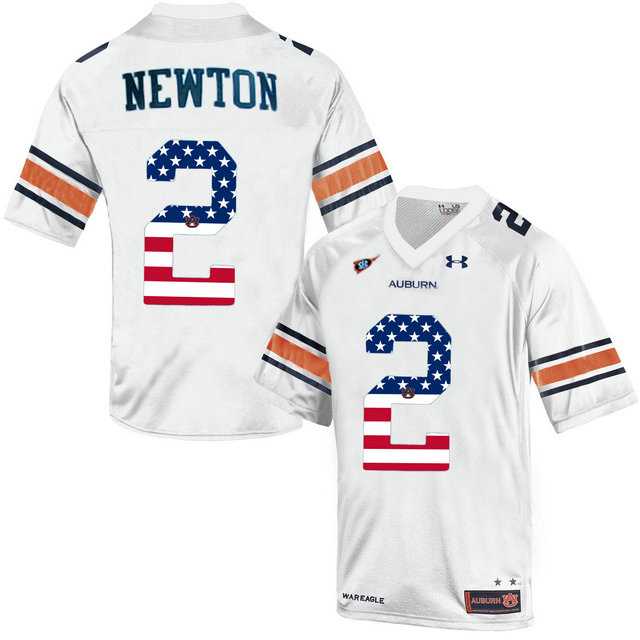 Auburn Tigers #2 Cam Newton White USA Flag College Football Jersey