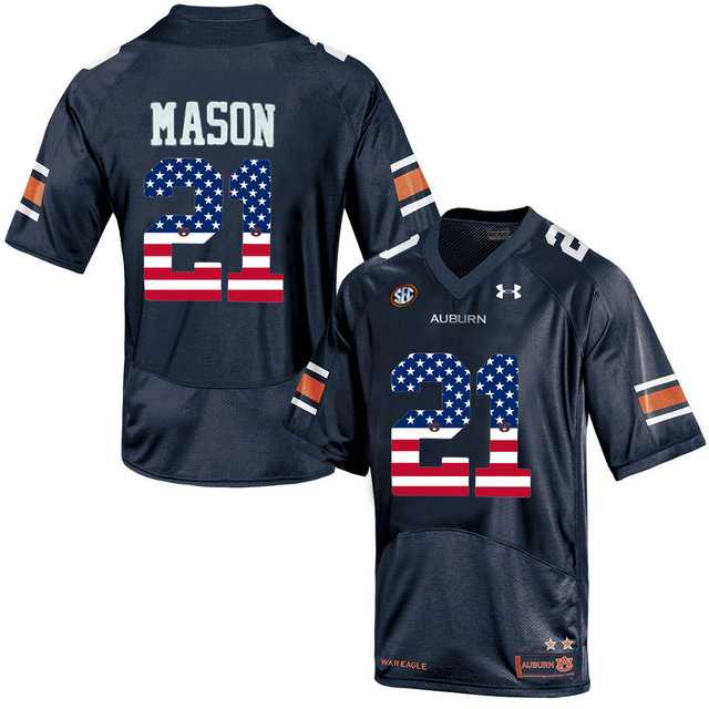 Auburn Tigers #21 Tre Mason Navy USA Flag College Football Jersey