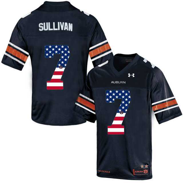 Auburn Tigers #7 Pat Sullivan Navy USA Flag College Football Jersey