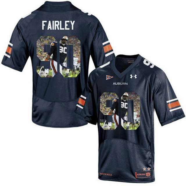 Auburn Tigers #90 Nick Fairley Navy With Portrait Print College Football Jersey3