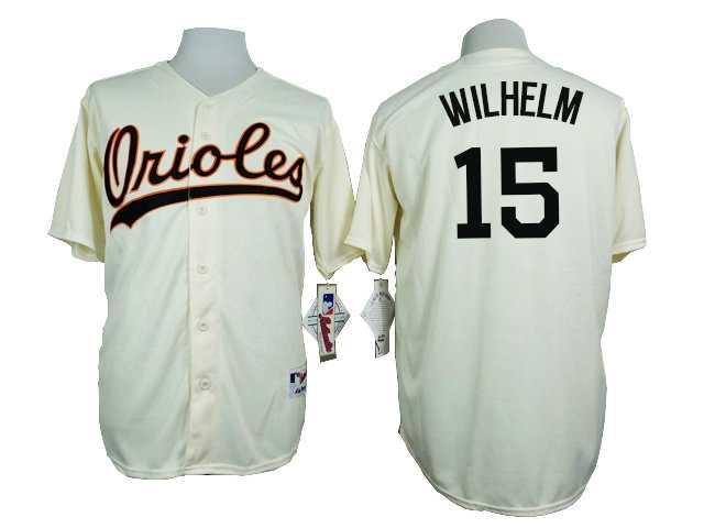 Baltimore Orioles #15 Hoyt Wilhelm Cream 1954 Turn Back The Clock Throwback Stitched Baseball Jersey