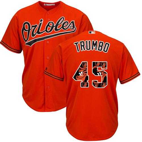 Baltimore Orioles #45 Mark Trumbo Orange Team Logo Fashion Stitched MLB Jersey