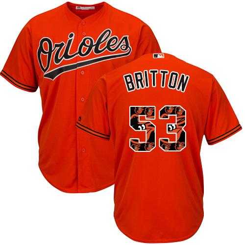 Baltimore Orioles #53 Zach Britton Orange Team Logo Fashion Stitched MLB Jersey