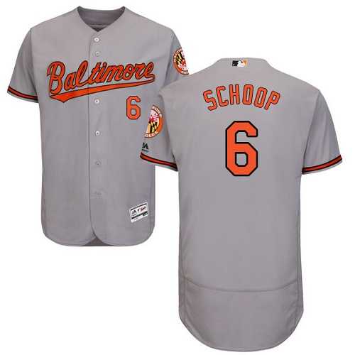Baltimore Orioles #6 Jonathan Schoop Grey Flexbase Authentic Collection Stitched MLB Jersey