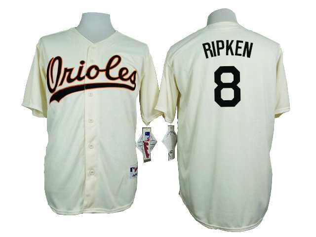 Baltimore Orioles #8 Cal Ripken Jr. Cream 1954 Turn Back The Clock Throwback Stitched Baseball Jersey