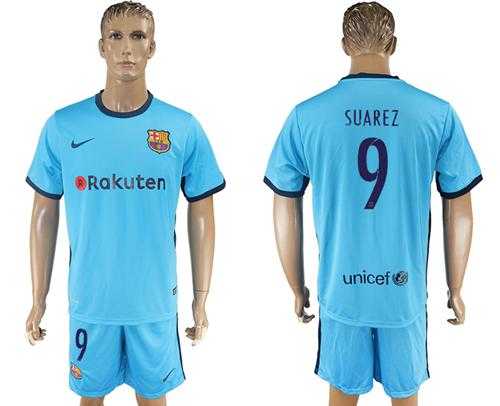 Barcelona #9 Suarez Away Soccer Club Jersey
