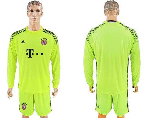 Bayern Munchen Blank Shiny Green Goalkeeper Long Sleeves Soccer Club Jersey