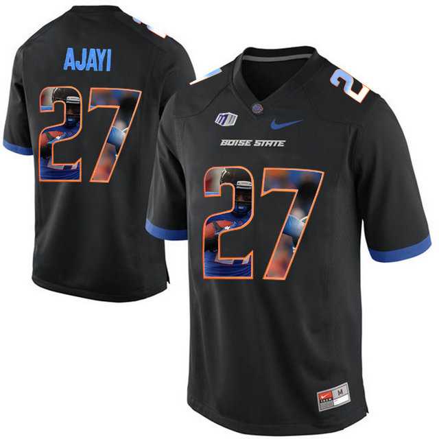 Boise State Broncos #27 Jay Ajayi Black With Portrait Print College Football Jersey2