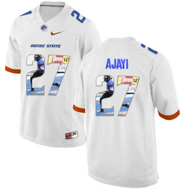 Boise State Broncos #27 Jay Ajayi White With Portrait Print College Football Jersey3