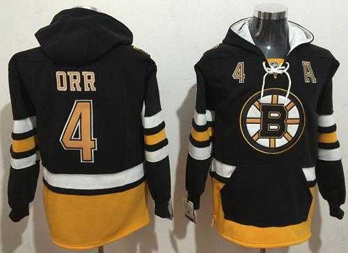 Boston Bruins #4 Bobby Orr Black Name & Number Pullover NHL Hoodie