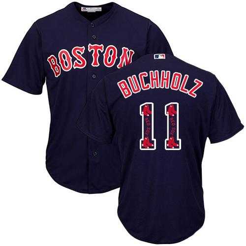 Boston Red Sox #11 Clay Buchholz Navy Blue Team Logo Fashion Stitched MLB Jersey