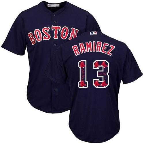 Boston Red Sox #13 Hanley Ramirez Navy Blue Team Logo Fashion Stitched MLB Jersey